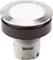 Pulsante rotondo, argentato, con superficie bianca e base grigia, idoneo per l'inserimento in interruttori elettrici.