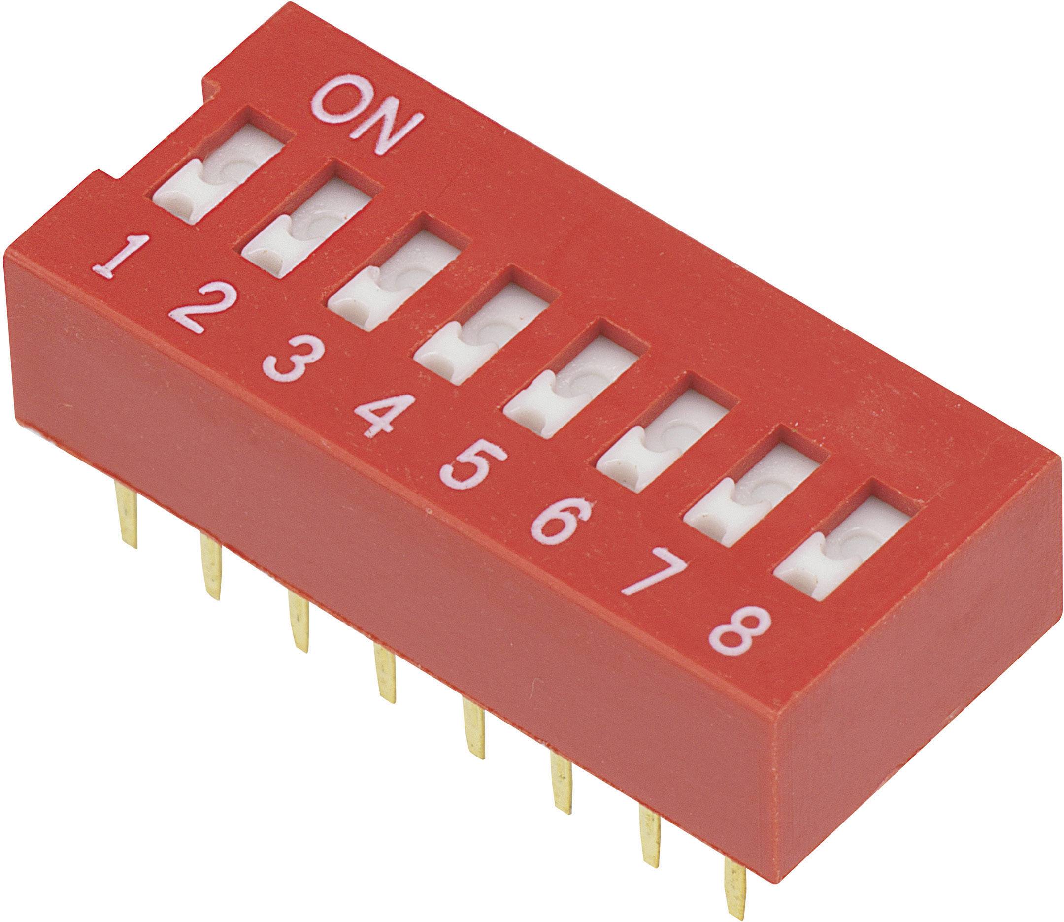 TRU COMPONENTS 704902 DSR-08 DIP Switch Numero Poli (num) 8 Slide 1 pz.