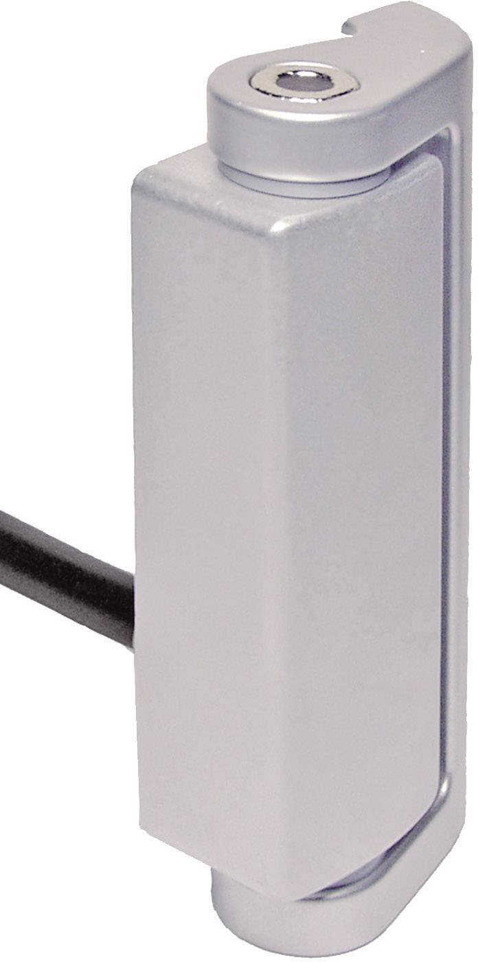 Un oggetto metallico color argento con parte superiore cilindrica e un'asta laterale, probabilmente una cerniera per porta o un supporto.