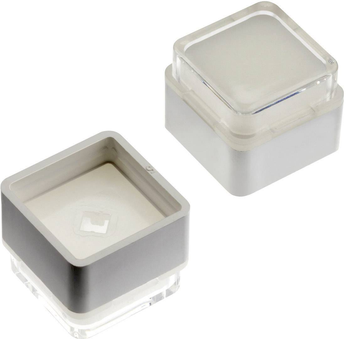 Due contenitori quadrati vuoti e trasparenti in plastica con coperchi rimovibili, posizionati uno accanto all'altro.