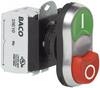 BACO BAL61QB21A L61QB21A Pulsante doppio Anello frontale in plastica, cromato Verde, Rosso 1 pz.