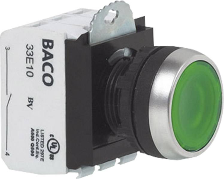 BACO L21AA02M L21AA02M Pulsante Anello frontale in metallo, cromato Verde 1 pz.