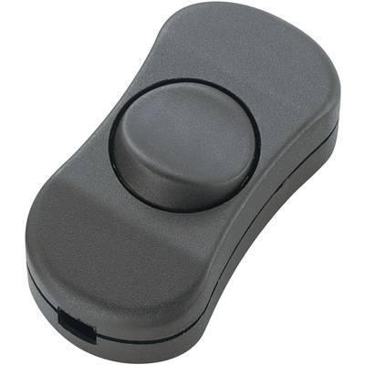 Uno spinner antistress nero, di forma ovale, con due estremità arrotondate e un bottone centrale rotante.