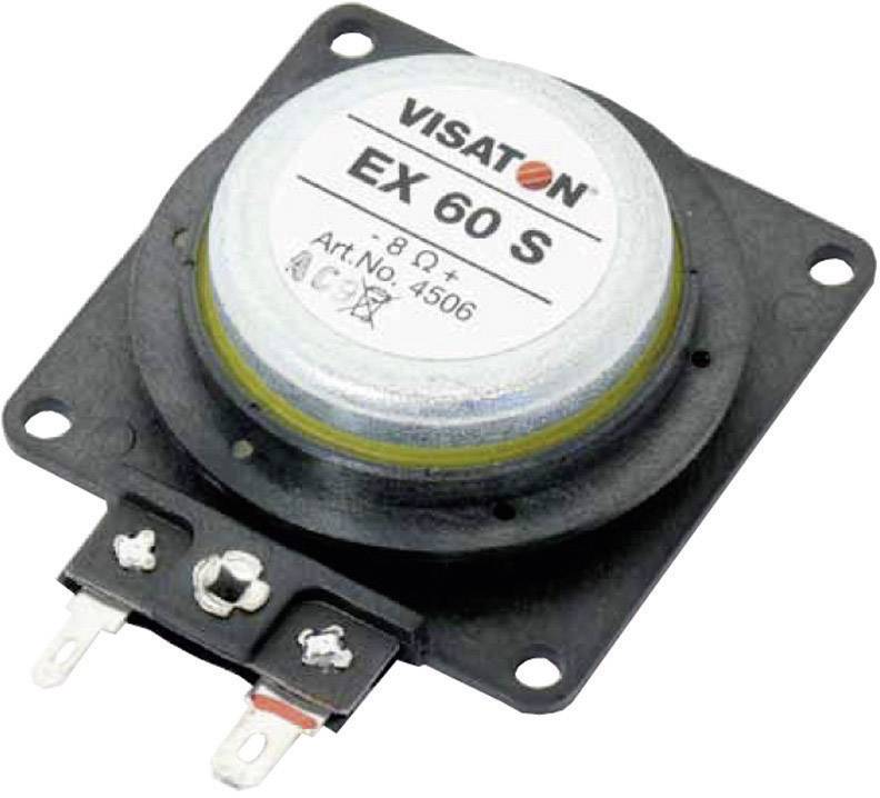 Eccitatore EX 60 S di VISATON, 8 Ohm, codice articolo 4506 su supporto quadrato nero con due morsetti di connessione.