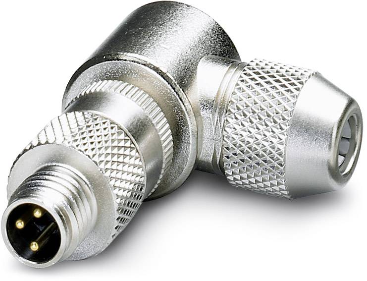 Connettore industriale metallico con più pin e viti zigrinate, utilizzato per connessioni elettriche in applicazioni tecniche.