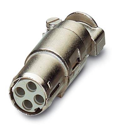 Un adattatore argentato con più ingressi rotondi, adatto per connessioni audio o elettroniche.