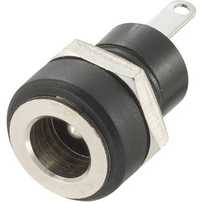 Presa jack con alloggiamento nero e anelli metallici. Un contatto è visibile. Serve per collegare dispositivi audio.