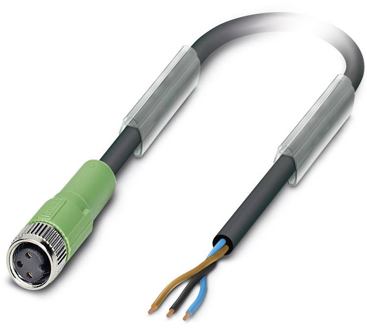 Spina con accoppiamento a quattro poli su un'estremità e fili aperti sull'altro. Adatto per connessioni elettriche.