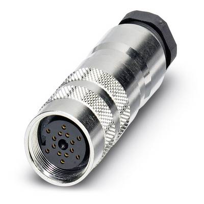 Connettore metallico M12 multi-pin, idoneo per applicazioni industriali robuste.