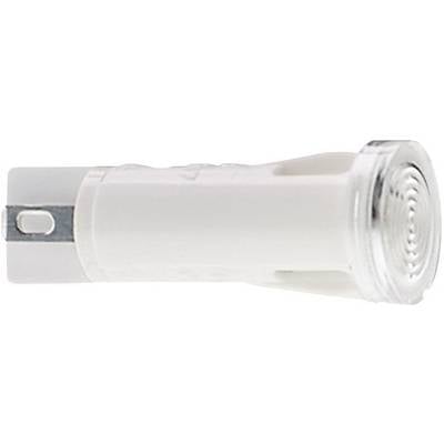 Lampadina bianca con attacco metallico, presumibilmente per applicazioni elettroniche; forma cilindrica con copertura trasparente.