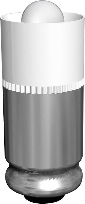 Una lampada LED opaca, a forma di cilindro, con base argentata e copertura bianca che emana luce verso l'alto.