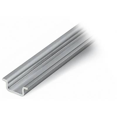 Un profilo metallico ad U in argento, che potrebbe essere utilizzato come elemento di fissaggio o sistema di supporto.