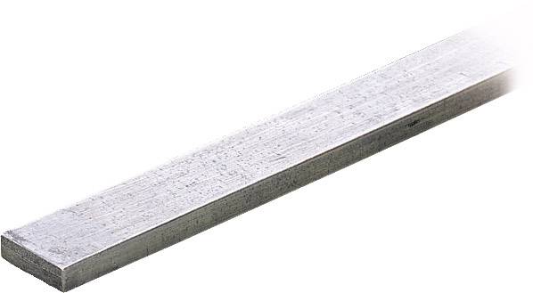 Una barra metallica rettangolare con superficie liscia, spesso utilizzata in progetti di costruzione o come materiale grezzo per vari impieghi.