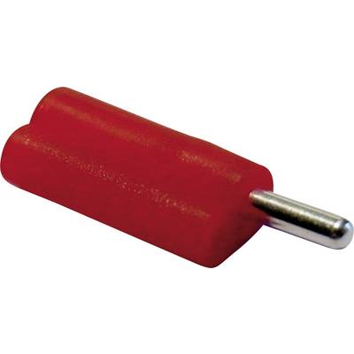 Rosso, pezzo cilindrico in plastica con un perno metallico argentato su un'estremità. Viene spesso utilizzato in dispositivi elettrici.