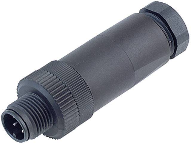 Connettore nero con filettatura M16, vista frontale dei pin. Utilizzato per connessioni elettriche in applicazioni industriali.