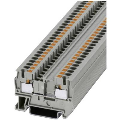 Morsettiera modulare grigia con blocchi terminali multipli e attuatori arancioni, per il cablaggio di sistemi elettrici.