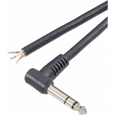 Un cavo audio ad angolo con un'estremità aperta e un connettore jack da 6,35 mm sull'altro lato.