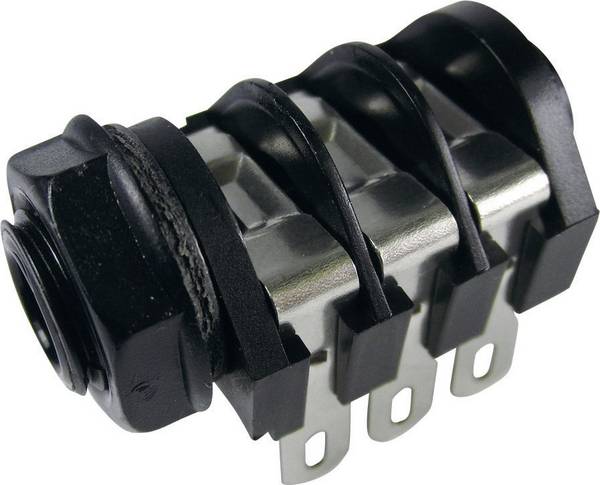 Cliff CL1220A Jack 6.35 mm Presa orizzontale Numero Poli (num): 3 Stereo Nero 1 pz.