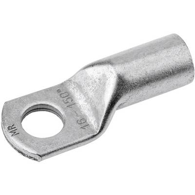 Un capocorda in alluminio con un'apertura rotonda per il fissaggio su morsetti elettrici. Idoneo per cavi con sezione di 150 mm².