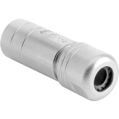 Connettore argentato a forma cilindrica, idoneo per connessioni di cavi audio o video.