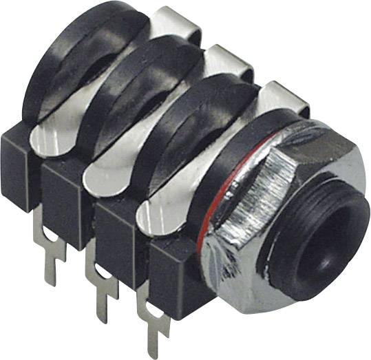 BKL Electronic 1109018 Jack 6.35 mm Presa orizzontale Numero Poli (num): 3 Stereo Nero 1 pz.