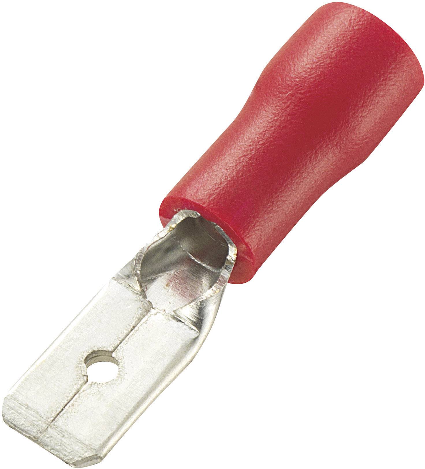 TRU COMPONENTS 1572189 Spina piatta Larghezza spina: 4.8 mm Spessore spina: 0.8 mm 180 ° Parzialmente isolato Rosso 100 pz.