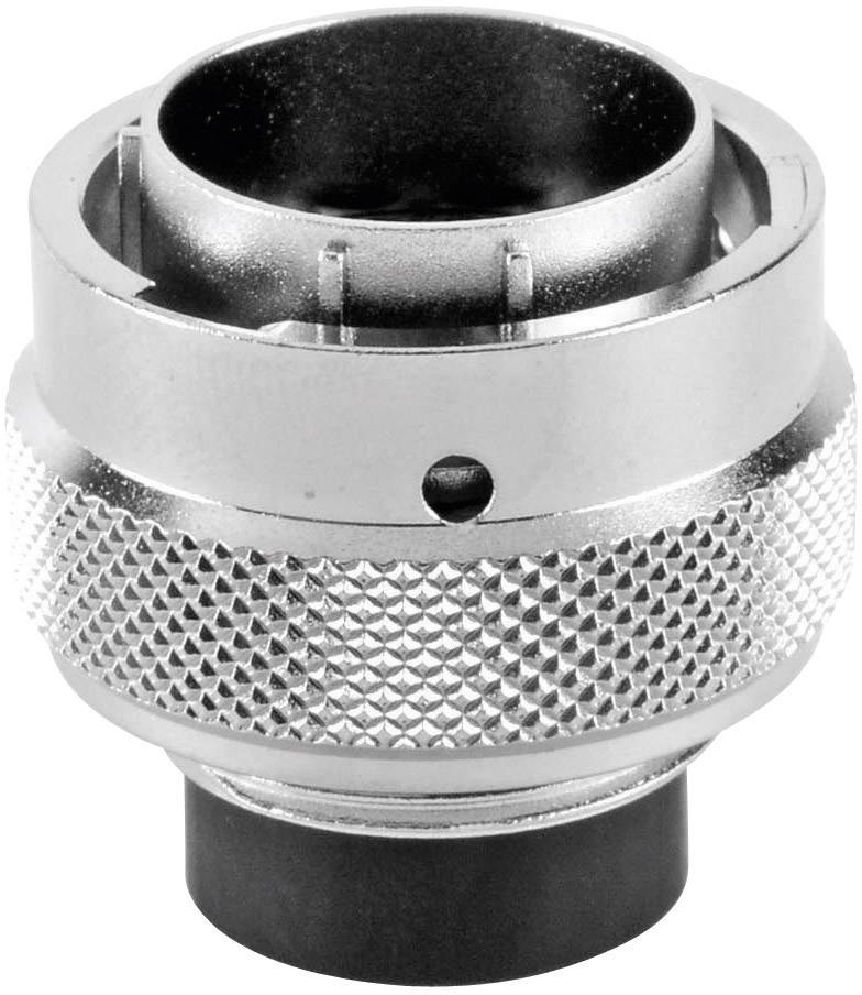 Connettori metallici a innesto con superficie zigrinata e profilo circolare, idonei per dispositivi elettrici o applicazioni industriali.