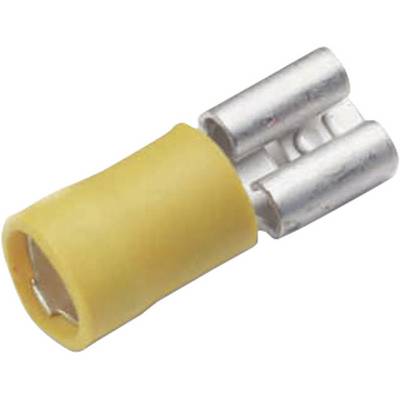 Connettore per capocorda giallo con impugnatura isolata e conduttore metallico, ideale per connessioni elettriche.