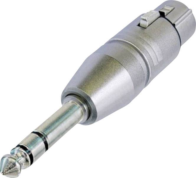 Spina jack metallica da 6,3 mm per connessioni audio, con punta contrassegnata da due anelli neri e un involucro robusto.