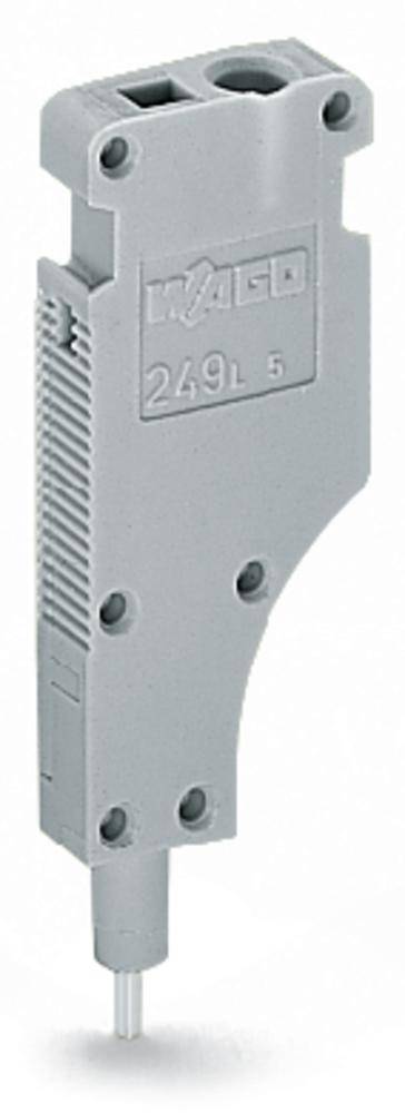 Morsetto grigio e sottile con etichetta laterale '249 L', utilizzato per fissare conduttori elettrici.