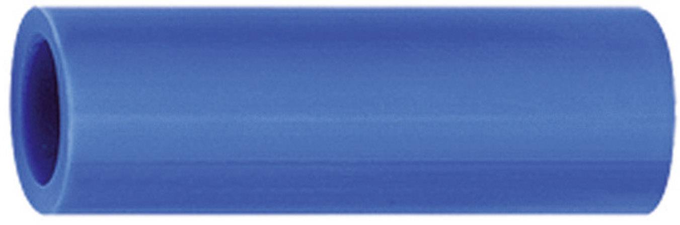 Rullo di plastica blu, sdraiato orizzontalmente, privo di marcature o etichette visibili.