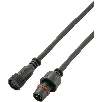Due cavi di connettori neri sono posizionati uno accanto all'altro, con un socket a sinistra e una spina a destra, collegati da due lunghi cavi.