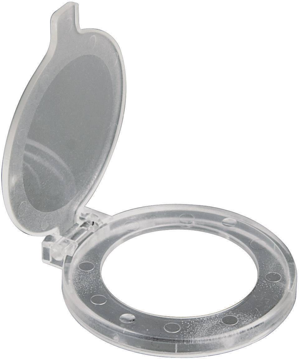 Custodia trasparente, rotonda, in plastica con coperchio, mostrata aperta; adatta per conservare piccoli oggetti piatti come CD.