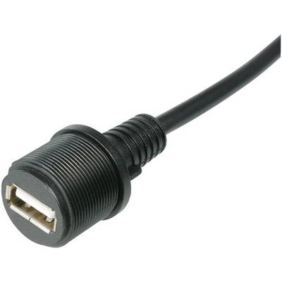 Cavo di prolunga USB nero con una presa a un'estremità, idoneo per collegare dispositivi USB in punti difficilmente raggiungibili.