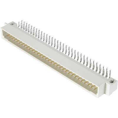 Connettore semplice con numerosi pin metallici, adatto per connessioni elettroniche e montaggi su schede elettroniche.