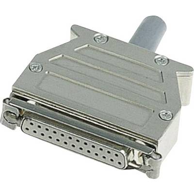 Un connettore D-Sub argentato a 24 pin per il collegamento di cavi, comunemente utilizzato in dispositivi elettronici.