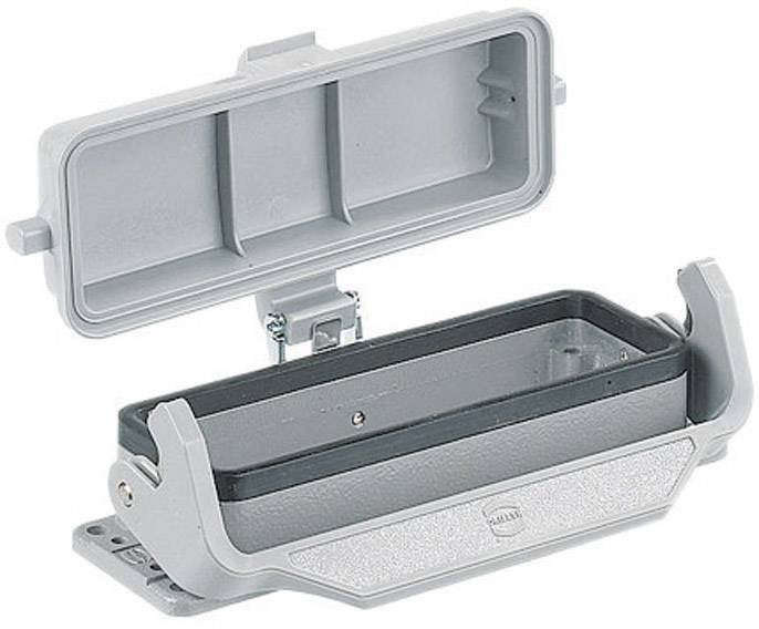 Involucro metallico con coperchio aperto, adatto per connessioni industriali. Non contiene componenti elettronici visibili.