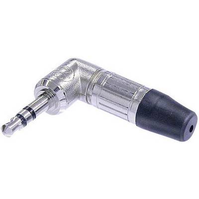 Un adattatore ad angolo per un jack da 3,5 mm, color argento con parte protettiva nera, per collegare dispositivi audio.