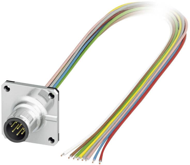 Un connettore elettrico a 8 poli con più fili colorati, adatto per installazioni elettriche professionali.