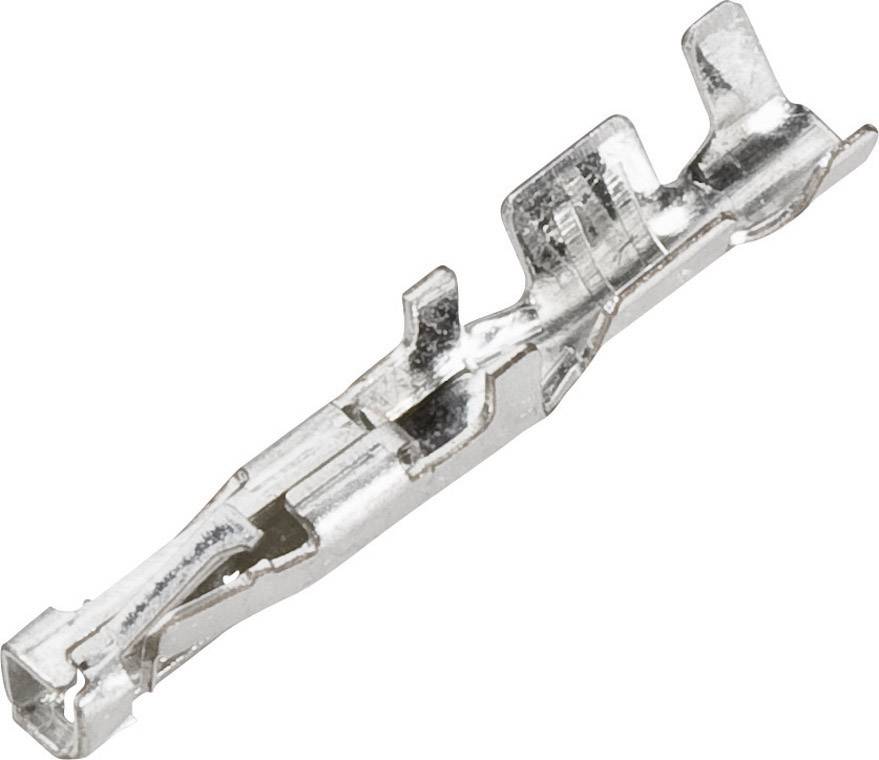 Singolo spinotto metallico in argento, utilizzato per connessioni elettriche in contesti tecnici.