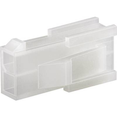 Connettore in plastica trasparente di forma rettangolare e scanalata, idoneo per applicazioni elettriche o cablaggio.