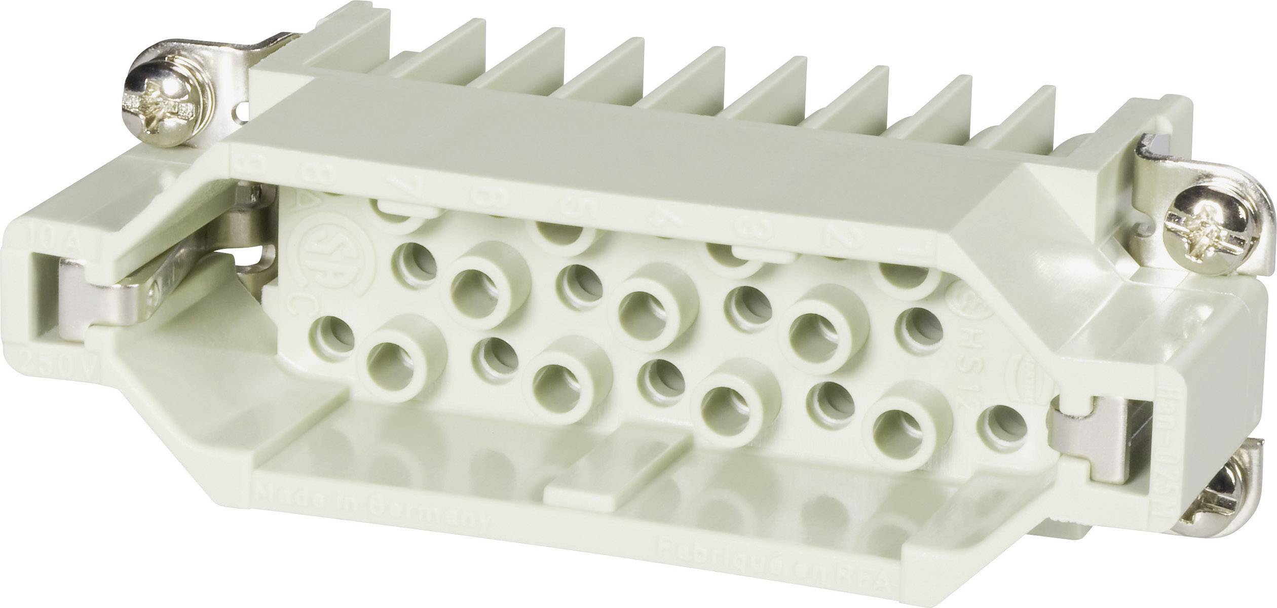 Connettori industriali di colore grigio chiaro con più slot e due viti di fissaggio.