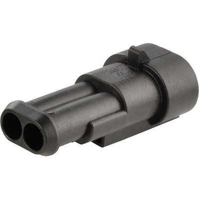 Adattatore di rete nero con due fori rotondi paralleli, adatto per connessioni elettriche. Design compatto e robusto.