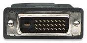 'Spina DVI nera con 24 pin dorati disposti su tre file per il collegamento a un monitor per computer.'