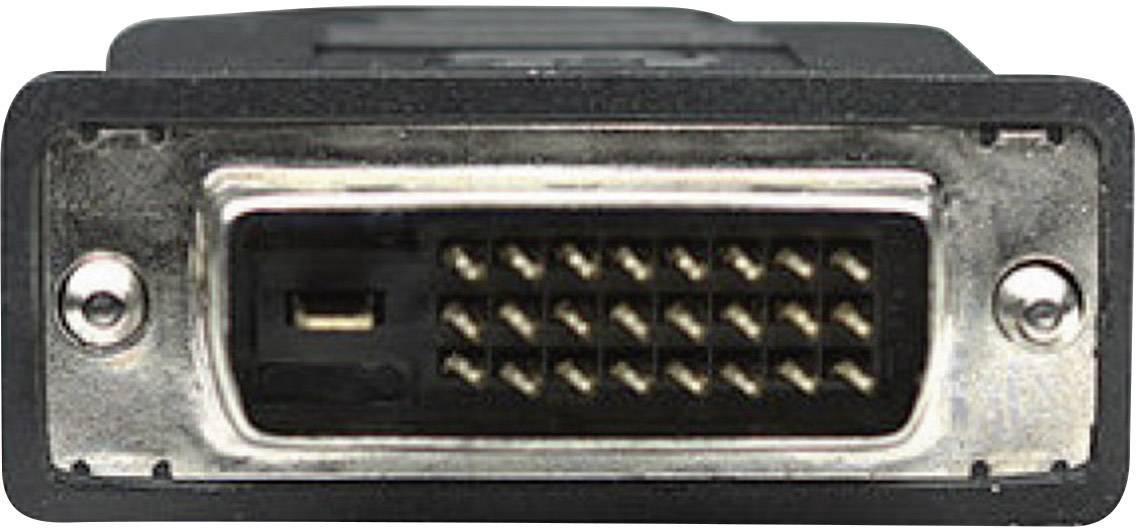 Primo piano di un connettore DVI con 24+1 pin, utilizzato per collegare monitor a computer.