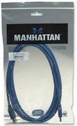 Manhattan Cavo USB USB 3.2 Gen1 Spina USB-A, Presa USB-A 3.00 m Blu contatti connettore dorati, Certificato UL 322447-CG-10