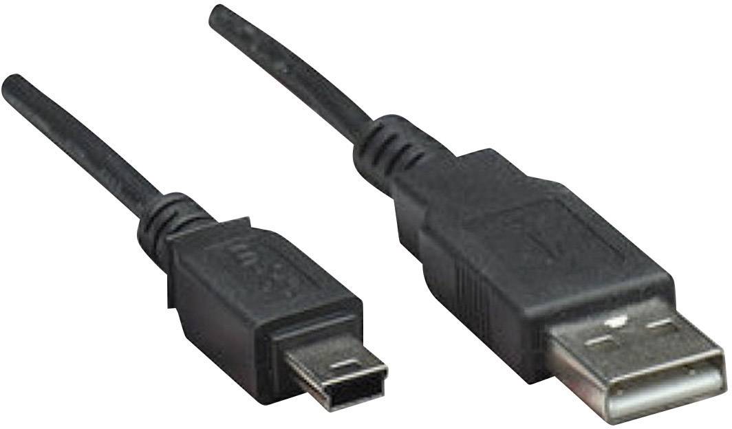 'Due cavi USB neri: a sinistra con connettore Mini-USB, a destra con connettore USB standard. Entrambi i cavi sono corti e non attorcigliati.'