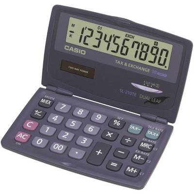 Calcolatrice con display aperto, che mostra i numeri '1234567890'. Tasti per operazioni aritmetiche di base e funzioni speciali.