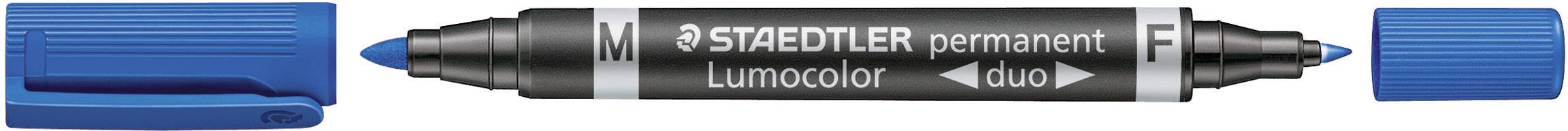 Marcatore doppia punta Staedtler Lumocolor permanent duo 348 0,6-1,5 mm blu - 348-3-0
