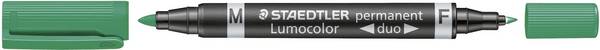 Marcatore Permanente Lumocolor Permanent Duo Staedtler - Doppia Punta - 0,6-1,5 mm - 348-5 (Verde)